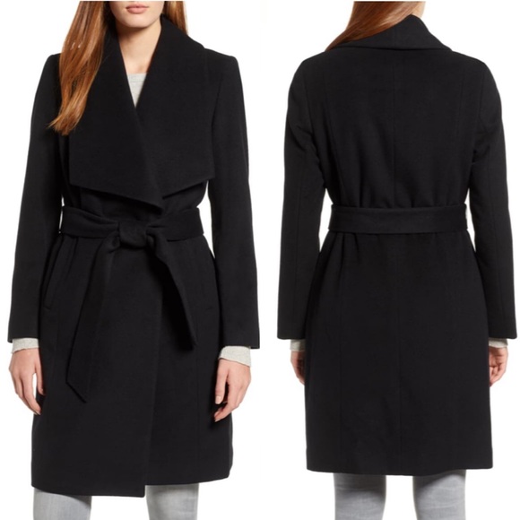 COLE HAAN Signature Black Wool Wrap Coat 10 NWT - Picture 3 of 8